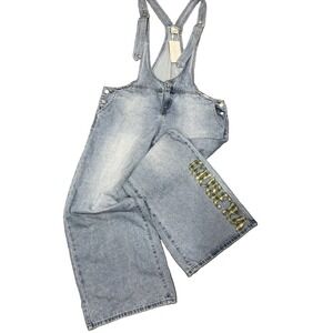 Musera Extreme Scoop Open Dungaree Y2K Blue Jean Overalls XL Wide Leg